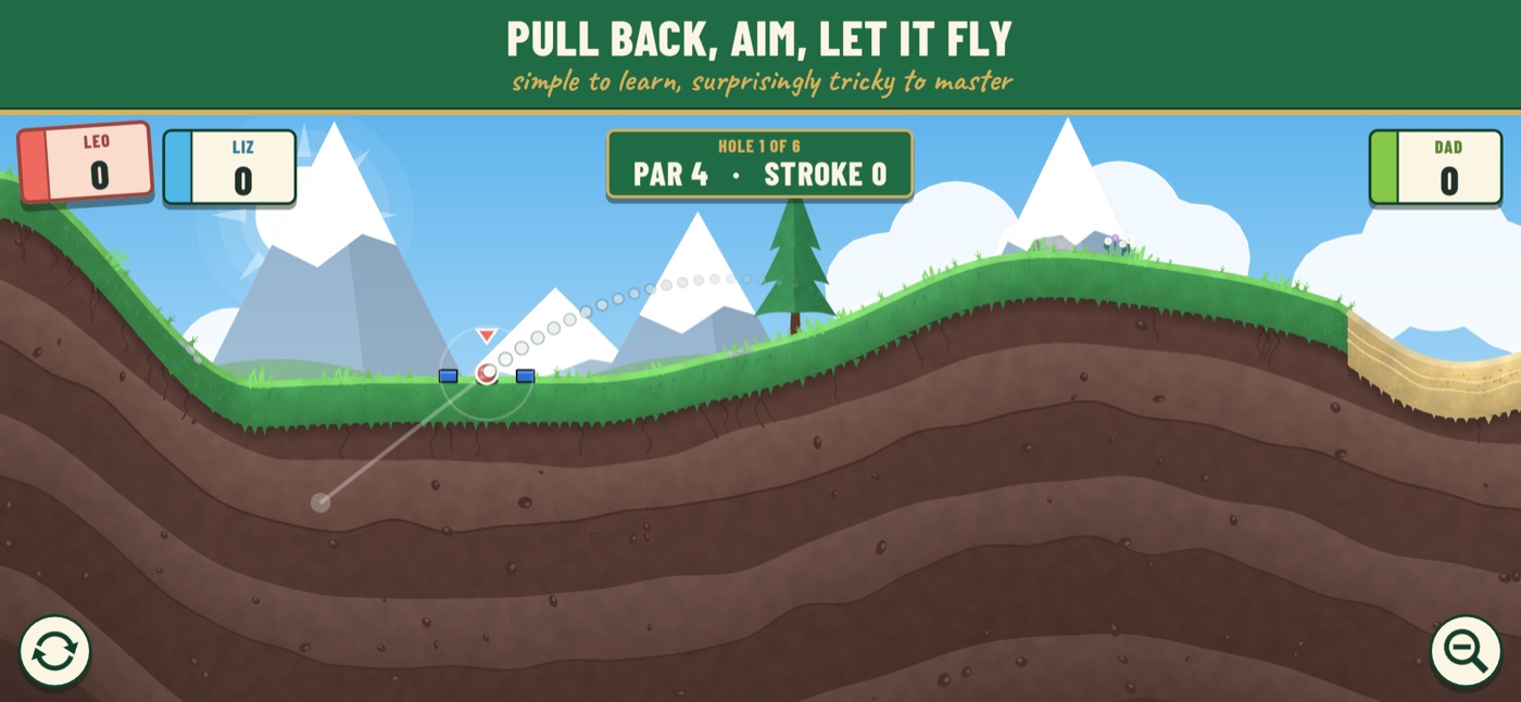 Aiming a shot with the dotted preview line